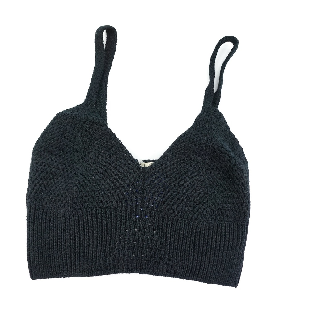 Free People Black Crochet Knit You Wanna Brami Bra
